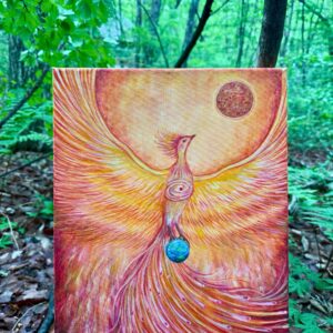 Resurrection - the golden Phoenix risen from ash and flame